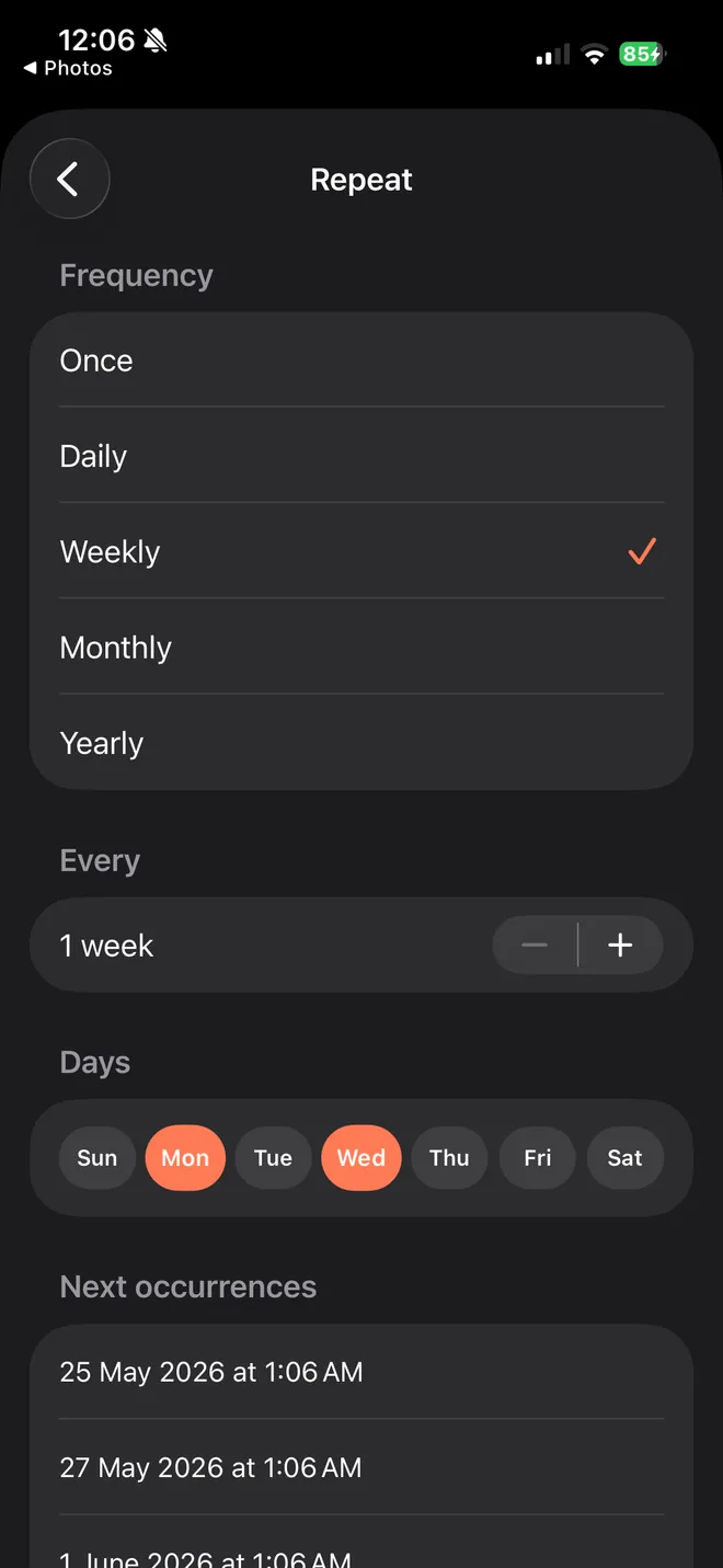 Repeat screen